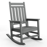 Garvee HDPE Adirondack Rocking Chair, Weatherproof Porch Rocker with Wide Armrests, Gray - Gray
