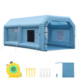 Garvee Inflatable Paint Booth Portable Spray Tent with 750W Blower 3-Layer Filter 210D Oxford Fabric PU Coating Storage Bag for Garage Car Painting - Blue