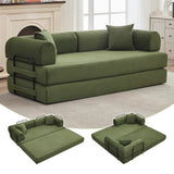 Garvee 4 in 1 Convertible Sleeper Sofa Bed Couch, Comfy Corduroy Folding Sofa Bed with Deep Seat & Wide Armrest, No Assembly, Boneless Floor Couch for Living Room Apartments, Green - Corduroy | Green