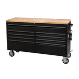 Garvee 9-Drawer Large Rolling Tool Chest, 61" Mobile Tool Storage Cabinet with Wheels and Wood Top, Garage Tool Box Organizer with Anti-Slip Liner for Warehouse, Workshop