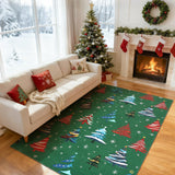 Garvee Christmas Area Rug 5x7 Non-Slip Washable Soft Low Pile Fabric Durable Reinforced Stitching Living Room Bedroom Dining Room - Christmas Trees|Green