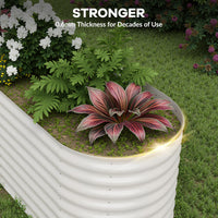 Garvee 8' X 2' X 2' Galvanized Metal Raised Garden Bed Kit Oval Deep Root Planter Rust-Resistant Steel Open-Base Design Tool-Free Assembly Modern Beige Outdoor