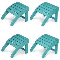 Garvee All-Weather Blue HDPE Adirondack Ottoman, Curved Outdoor Footrest with 200 lbs Support for Patio Chairs, Backyard & Poolside