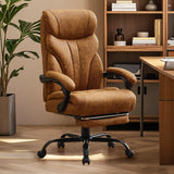 Garvee Comfortable Office Desk Chair 500 LBS, Big and Tall Office Chairs with Footrest, 135° Recline Executive Leather Gaming Chair for Heavy People, Long Hours, Brown - Brown