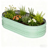 Garvee Galvanized Raised Garden Bed Kit 4x2x1ft Oval Metal Planter Box Lightweight Steel Open Base Design for Vegetables & Herbs - Green
