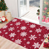 Garvee Christmas Area Rug 3x5 Snowflake Print Non Slip Stain Resistant Soft Ultra Thin Red for Bedroom Living Room Kitchen - Red