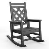 Garvee Adirondack Outdoor Rocking Chair HDPE Plastic Weatherproof Smooth Rocking Ergonomic Design Wide Armrests Black Porch Deck Lawn - Black