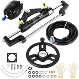 Garvee 300HP Hydraulic Steering Kit for Small-Medium Boats - Precise Control & High Pressure - Corrosion-Resistant Aluminum - Leak-Proof Hoses & Compact Cylinder - Fits Most Outboard Motors - Marine Navigation - Black