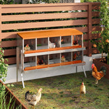 Garvee 10-Hole Bracket Legs Chicken Nesting Box Galvanized Steel Rustproof Automatic Egg Collection Ventilated Easy Install Wall or Freestanding for Chicken Coop Orange - Orange