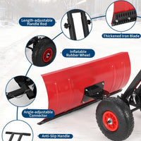 Garvee 29"W X 16.5"H Snow Pusher Shovel with Wheels,Heavy Duty Steel Snow Shovel with Wheels,Angled Blade Efficient Snow Removal With5-Position Angled Blade & Adjustable Handle for Doorway, Sidewalk