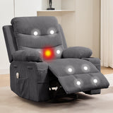 Garvee Recliner Chair Nursery, Oversized Manual Reclining Rocking Chair, Corduroy 360 Swivel Glider with Cup Holder, Massage and Heat Recliner, Small Sofa Chairs for Adults, Living Room, RV, Bedroom, Gray - Corduroy | Gray