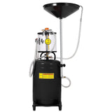 Garvee 20 Gallon Waste Oil Drain Tank Portable Air Operated Oil Drainer Adjustable Funnel Steel with Wheels Toolbox for Auto Workshops - Black