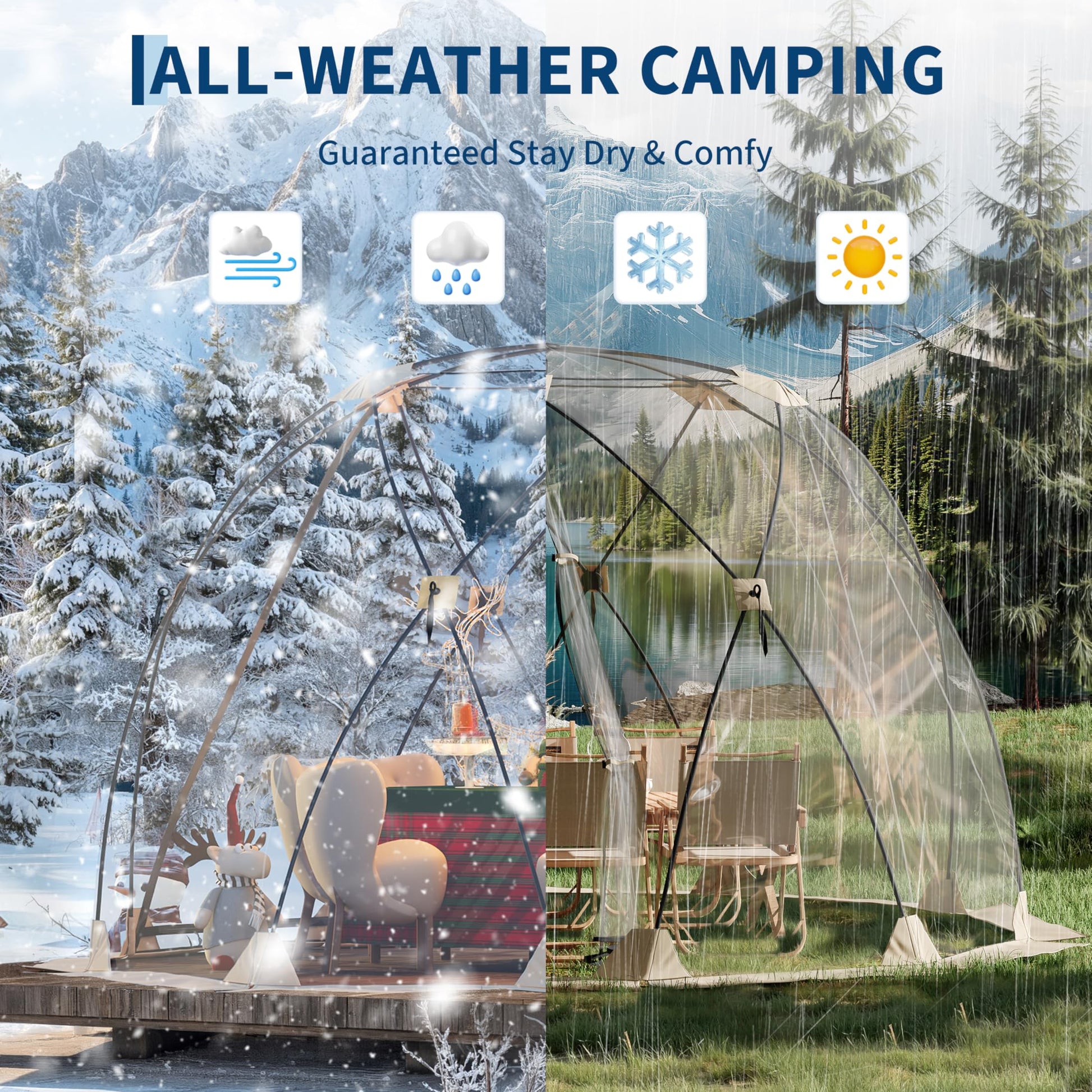 Garvee 10x10 Ft Outdoor All Weather Pop Up Tent, 6-8 Person Instant Tent Shelter, Rainproof Camping Sun Shelter Coldproof & Windproof for Patio, Backyard, Deck, Sports Events