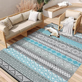 Garvee Outdoor Blue & Gray 8x10 Area Rug Plastic Water-Resistant Non-Slip Fade-Resistant Lightweight Portable Camping Picnic Mat - Blue & Gray