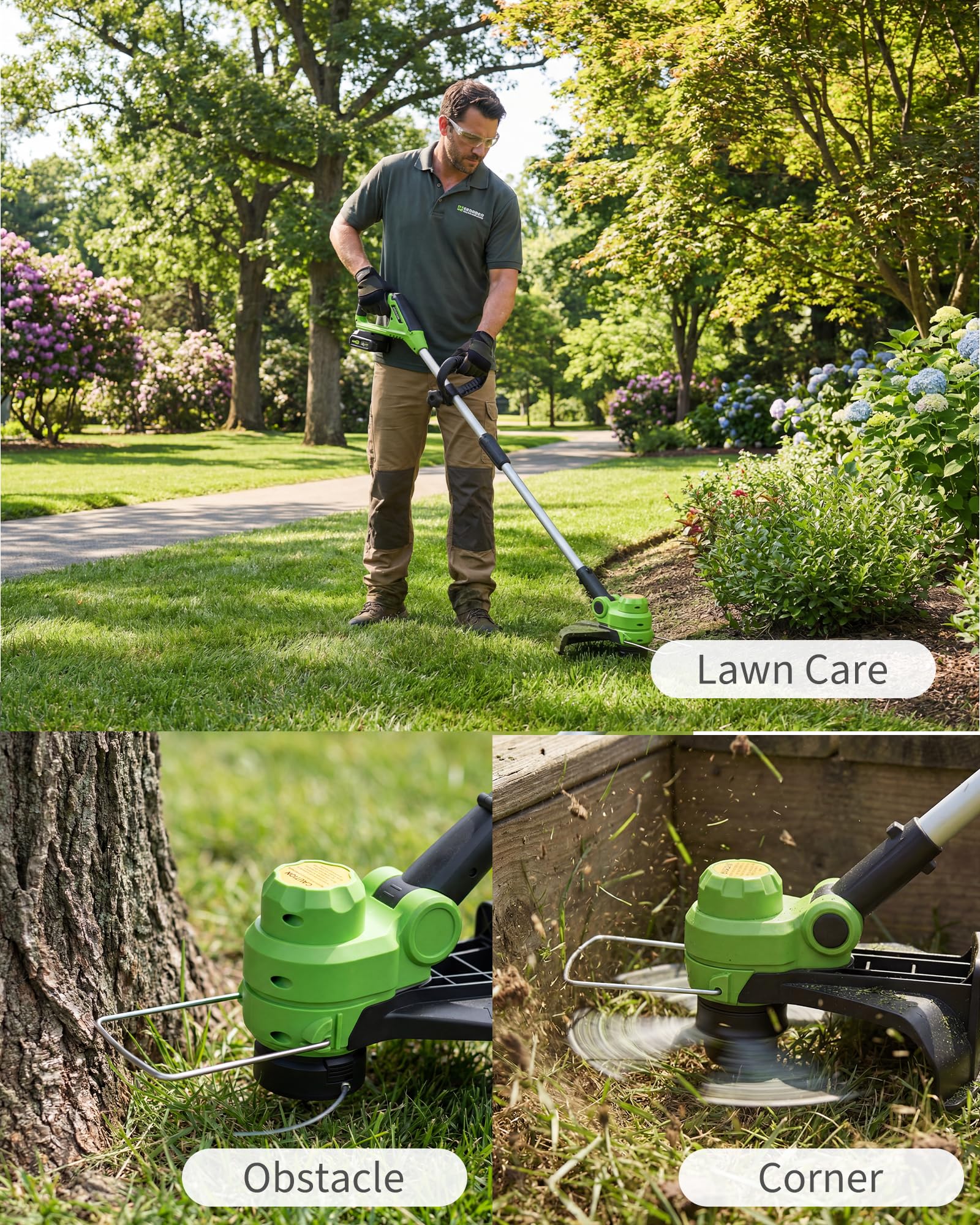 Garvee 20V Wireless Leaf Blower and String Trimmer Set – 550CFM, 130MPH, 12" Weed Wacker – 2 x 2.0Ah Batteries & Charger, Lightweight, Black+Green