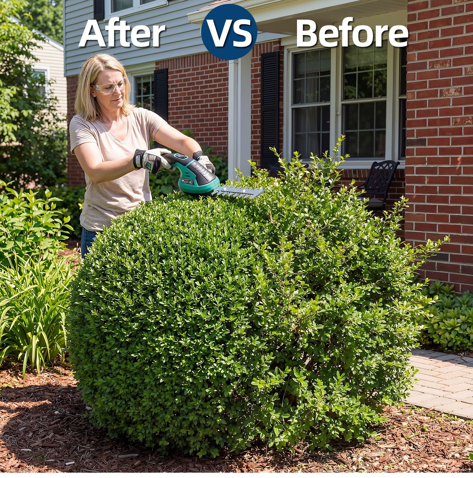 Garvee Cordless Grass Shear & Shrub Trimmer 7.2V, 2-in-1 Handheld Hedge Cutter with 2000mAh Battery, 60 Min Runtime & Type-C Charging