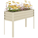Garvee Raised Garden Bed with Self-Watering Reservoir & Tall Ergonomic Design, Heavy Duty Steel, Modular Panels & Drainage, Yellow, Outdoor Gardening - Beige