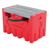 Garvee 52 Gallon Portable Diesel Fuel Tank with 12V Electric Pump, 10 GPM Flow, Durable PE Material, Auto Shut-Off Nozzle, 13ft Hose, Forklift Compatible for Agriculture - Red&Gray