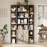 Garvee 75 in Tall Bookshelf with Storage, 6-Tier 47" Wide Modern Farmhouse Standing Bookcase Cabinet Display Shelf Organizer for Home Office Living Room Bedroom, Gray - Gray