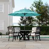 Garvee 3 Tier Vented Market Table Umbrella 9FT Patio Canopy Heavy Duty 8 Ribs Hand Crank Polyester Fabric Auto Tilt Outdoor Garden - Aqua Blue