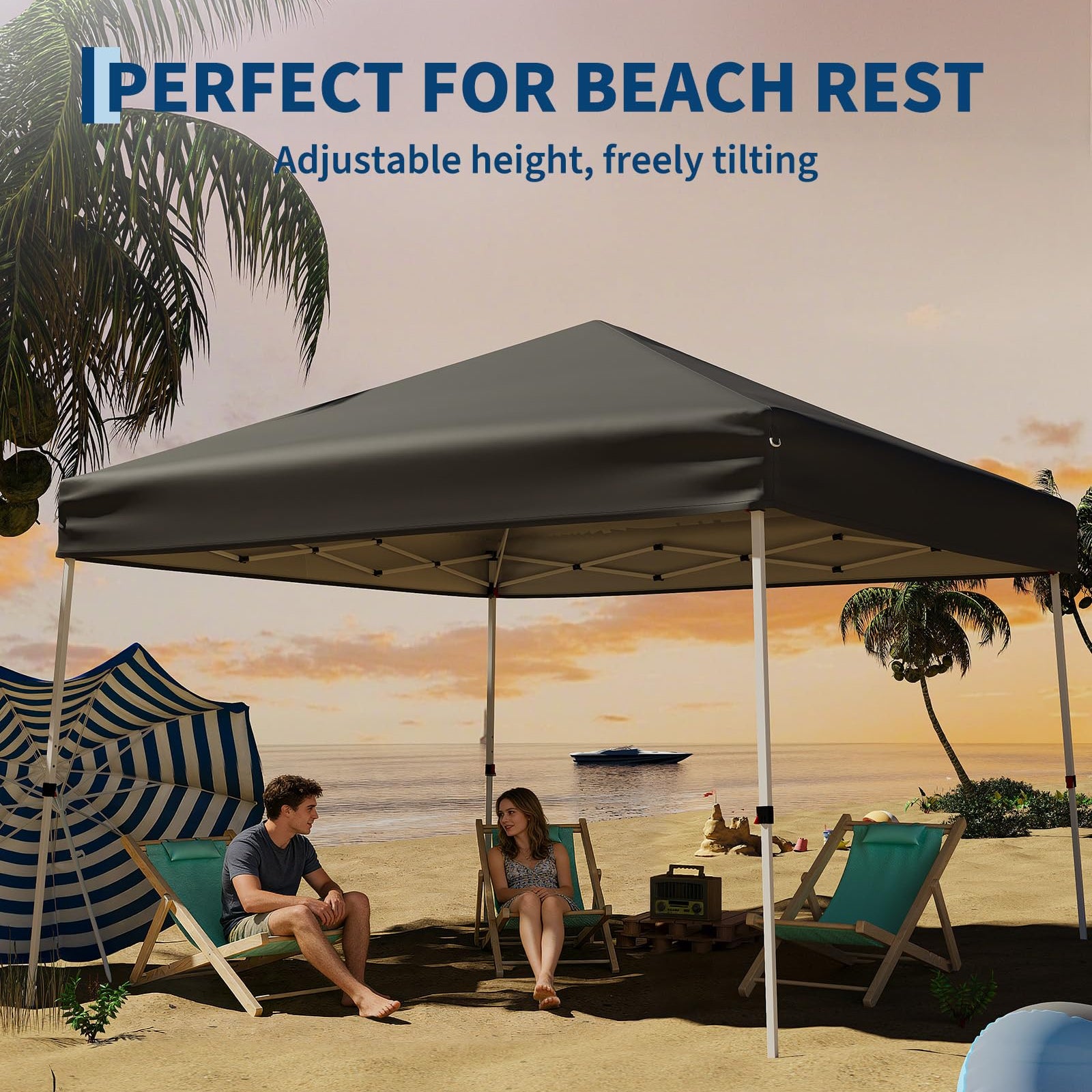 Garvee 10x10 Pop Up Canopy Tent – Instant Shade, Waterproof, UPF 50+ Sun Protection, Adjustable Height, Portable for Patio, Beach & Events, Gray