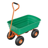 Garvee Garden Dump Cart 600 lb Capacity with Quick-Release Dump, 180° Adjustable Handle, Steel & Polypropylene, All-Terrain Tires, Green/Orange, Yard Utility Wagon - Green