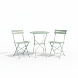 Garvee 3-Piece Folding Patio Bistro Set, Powder-Coated Metal Table and 2 Chairs for Balcony, Porch, Garden, Small Outdoor Spaces,Green - Green
