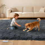 Garvee Heated Rug 4x6 ft, Wired Electric Heating Floor Mat Gaming Rug with 3 Heat Levels & Auto Off, Soft Plush Heating Carpet Foot Warmer for Living Room Bedroom Office Playroom Game Room, Grey - Dark Gray-3 Heat Levels