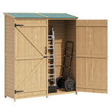 Garvee Outdoor Wood Storage Shed with 2 Doors, Waterproof Asphalt Roof, Adjustable Shelving, Cedar Wood, Lockable Metal Handles, Large Garden Organizer for Backyard & Patio