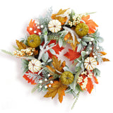 Garvee Fall Wreath, 20 Inch Autumn Wreaths for Front Door Fall Decorations Pumpkin Wreath with Maple Leaves Lamb Ear Leaves for Wall Window Outdoor Porch Thanksgiving Harvest Decor