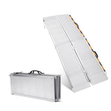 Garvee Wheelchair Ramp Portable Heavy Duty Aluminum 600Lb Capacity Folding Lightweight Safety Lock Non-Slip Surface for Cars and Steps - Sliver