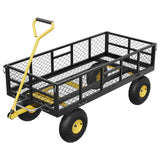 Garvee Garden Dump Cart Heavy Duty Steel 900 LBS Load Capacity Quick-Release Dumping Removable Sidewalls 10" Pneumatic Tires 180° Swivel Handle Yard Farm Utility - Black