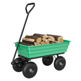 Garvee 600LB Capacity All-Terrain Yard Wagon – Heavy Duty Utility Cart with Quick-Dump & Adjustable Handle, Perfect for Hauling Soil, Plants, Gardening Tools, and Landscaping Work - Green
