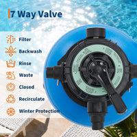 Garvee 12" Sand Filter Pump 1/2HP 2642 GPH for Above Ground Pools, 7-Way Valve, Strainer Basket, Easy Maintenance