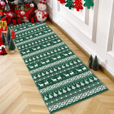Garvee Christmas Hallway Runner Rug 2x6 Non-Slip Low Pile Washable Rubber Backing Festive Geometric Pattern Bedroom Living Room - Green