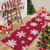 Garvee Christmas Runner Rug 2x8 Red Snowflake Pattern Non Slip Stain Resistant Low Pile Washable for Kitchen Hallway Entryway - Red