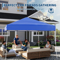 Garvee 10' × 10' Slant Leg Pop Up Canopy Tent, 8' × 8' Top, 210D Oxford UV & Water-Resistant Outdoor Gazebo with Carry Bag, Stakes, Ropes & Sandbags, Blue