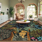 Garvee Large 10x13 Jungle Animal Rug, Soft Faux Wool, Machine Washable, Non-Slip Rubber Backing, Low Profile, Indoor Living Room & Bedroom Decor - Blue