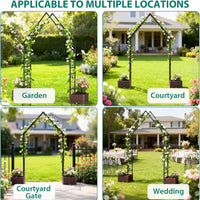 Garvee Weather-Resistant Metal Garden Arbor Trellis with Dual Planter Boxes – 94" Decorative Outdoor Archway for Climbing Plants, Lawn, Backyard, Patio – Sturdy Frame, Easy Assembly – Color: Black