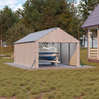 Garvee 11' × 20' Heavy Duty Enclosed Steel Carport, Vertical Roof Outdoor Storage Shelter for Trucks, Boats & Tractors