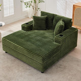 Garvee Oversized Chaise Lounge Chair Indoor, 60 Inch Upholstered Sofa Bed with Throw Pillows and Armrests, Comfy Corduroy Sleeper Couch for Living Room, Bedroom, Office, Green - Corduroy | Green