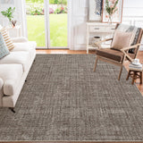 Garvee Large Living Room Rugs 10x13 Non-Slip Low Pile Durable Polyester Modern Minimalist Washable Solid Color Accent for Bedroom Office Dining - Taupe Brown