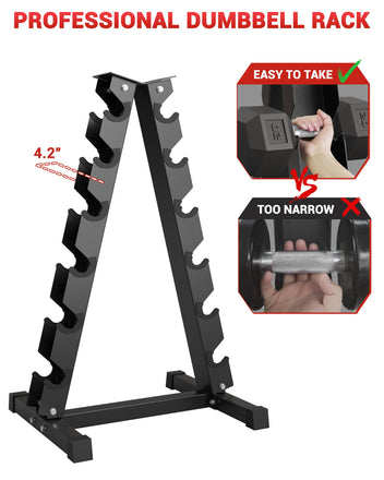 Garvee 6-Tier Dumbbell Rack, Heavy Duty Steel A-Frame Weight Racks for Dumbbells, Vertical Weight Storage Stand, Space Saving Home Gym Storage Organizer, Easy Assembly, Black