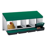 Garvee Chicken Nesting Boxes, 4 Hole Metal Wall Mount Roll Away Nest with Removable Trays and Roll Out Egg Collection for Chicken Coop - Green