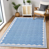 Garvee Modern Blue 6x9 Scalloped Accent Rug - Low Pile, Stain Resistant - Pearl Velvet, TPR Backing - Washable, Lightweight - Multiple Sizes & Colors - Indoor Living Room, Nursery - Blue