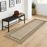 Garvee Washable Runner Rug 2x6 Checkered Non Slip Soft Low Pile Polyester Fiber TPR Backing Durable Modern Hallway Kitchen Entryway - Taupe
