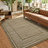 Garvee Washable 10x13 Area Rug Large Non-Slip Stain-Resistant Polyester Low-Pile Durable Edges Foldable Living Room Bedroom Dining - Brown