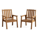 Garvee HDPE Patio Dining Chairs Set of 2, 23.9" Wide All-Weather Outdoor Armchairs with Steel Frame for Backyard, Deck, Wood - Wood