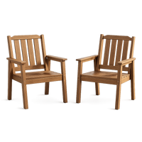 Garvee HDPE Patio Dining Chairs Set of 2, 23.9" Wide All-Weather Outdoor Armchairs with Steel Frame for Backyard, Deck, Wood