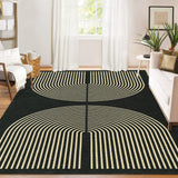 Garvee 8x10 Modern Washable Rug Geometric Living Room Rug, Soft Arch Rug Large Black Rug, Non Slip Low Pile Floor Carpet Indoor for High Traffic Area in Nursery Bedroom Kitchen - Black